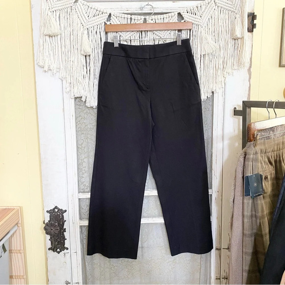 NWT loft size 2 black pants HIGH RISE SLIM WIDE LEG CROP - Picture 1 of 6